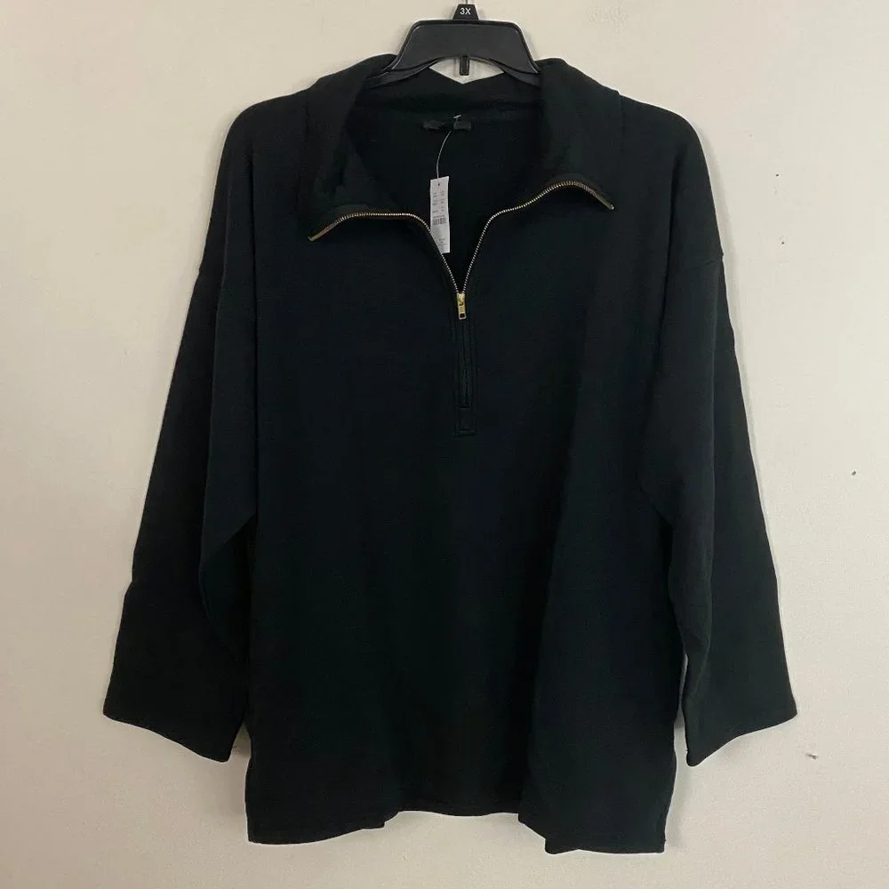 J. Crew University terry long half-zip tunic XL